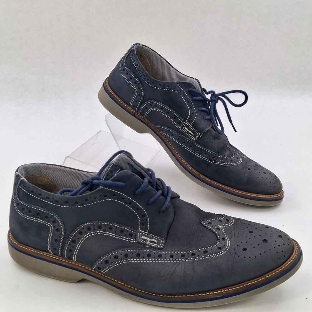1901 Shoes Mens Size 11 Blue Leather Wingtip Oxford Casual Lace Up Sneakers